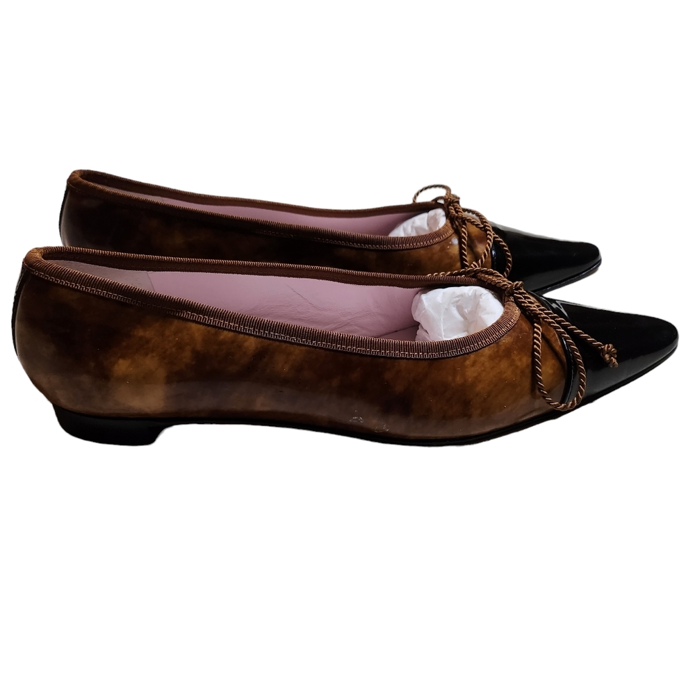 Paul Mayer Women's Attitudes Leather Tortoise/Black Slip On Flats Size 8.5 B